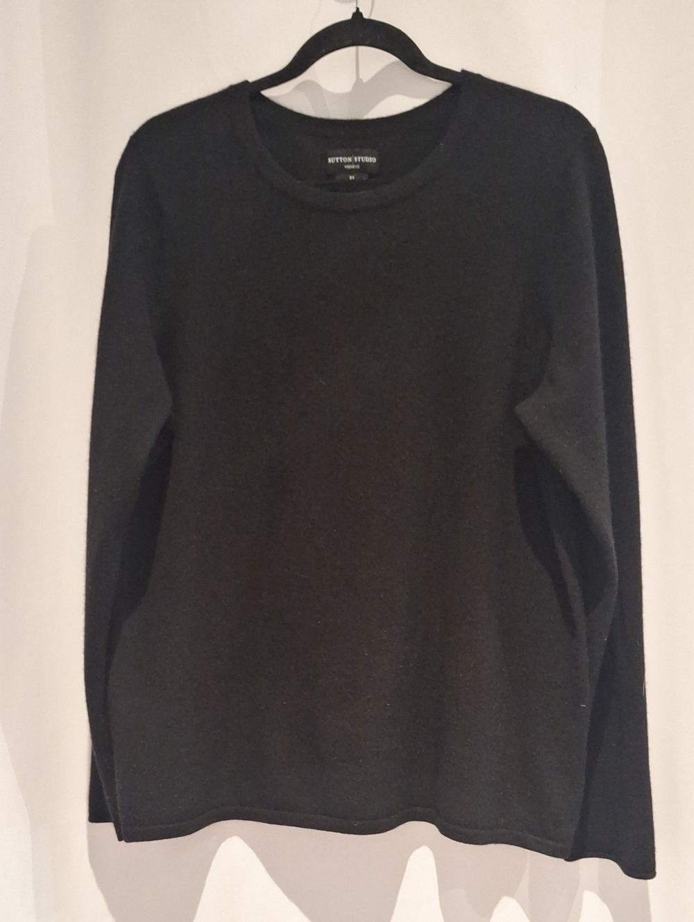 Sutton Studio Womens Black Crewneck Cashmere Knit Sweater